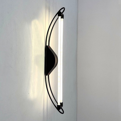 Arced Black Neon Wall Lamp by Gian N. Gigante for Zerbetto, 1980s