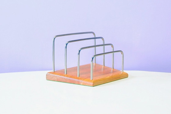 Light wood letter holder chrome rods – Decorative Objects (photo 4 of 5)