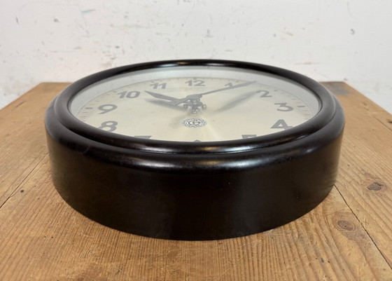 Image 1 of Industrial Brown Bakelite Factory Wall Clock from Chronotechna, 1960s