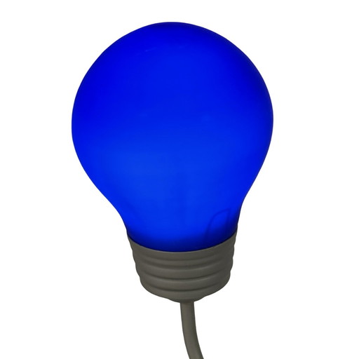 Stile postmoderno/Memphis o pop art - Lampada da tavolo ondulata con lampadina blu - anni '90