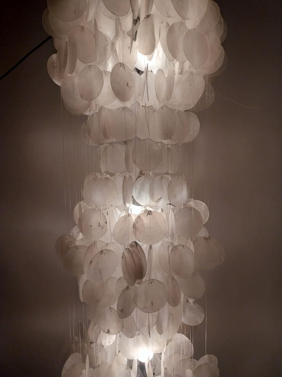 1 x Capiz Pendant Lamp 1970s 105cm high 35cm diameter – Wood, Other (photo 3 of 8)
