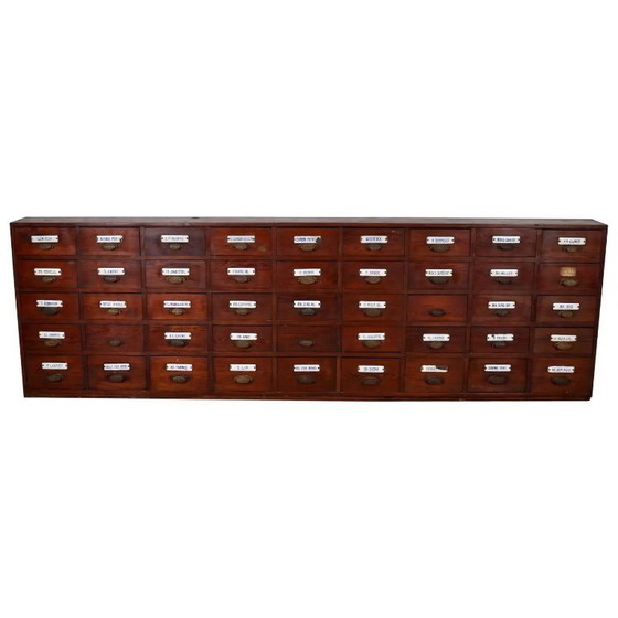 Image 1 of Grande antico mobiletto da farmacia in pino belga con placche smaltate, ca. 1900