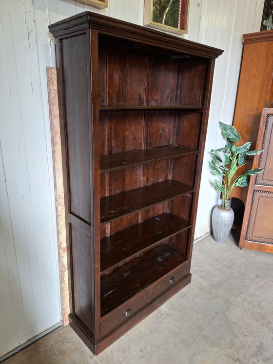 Colonial teak bookcase dimensions 116x37cm and 201 cm high. – Wood (photo 3 of 6)