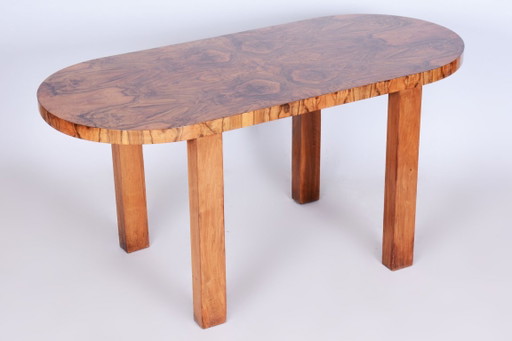 Restored Art Deco Table, Caucasian Walnut, Revived Polish, Czech, 1930s – eettafels, Wood