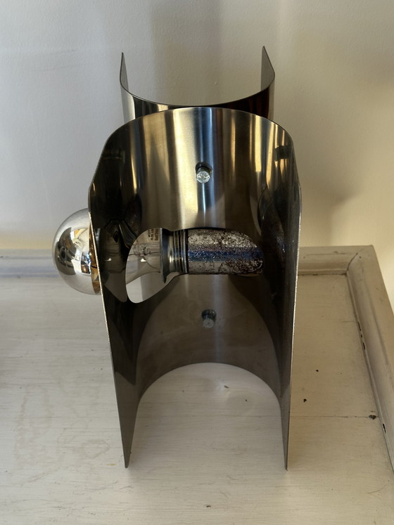 Image 1 of Paire d’appliques Harvey Guzzini Italie - Metal Chromé - Space Age années 70