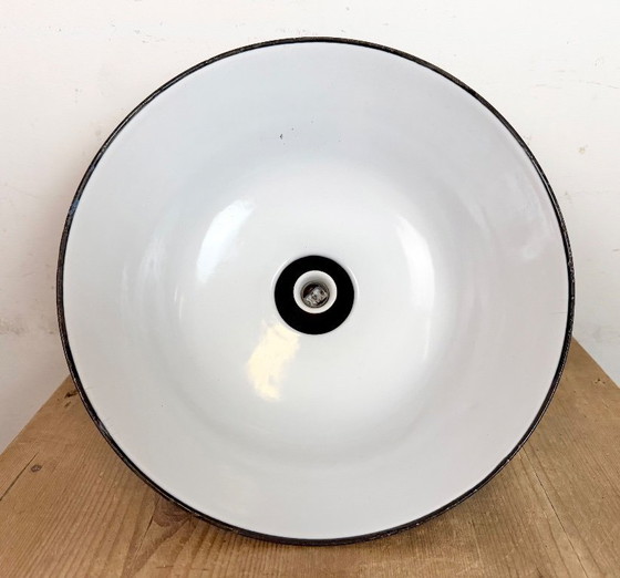 Image 1 of Black Enamel Industrial Pendant Lamp from AEG, 1930s