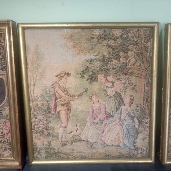 Magnifique triptyque complet de panneaux muraux vintage Gobelins (F. Boucher) – Ensemble de 3 (photo 3 of 7)