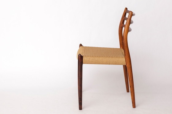 Image 1 of Niels Otto Møller Modell 78 Palisander Esszimmerstuhl - Dänischer Cord Sitz, 1960er Mid Century Modern, 2er Set erhältlich