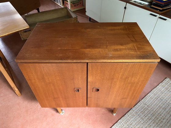 Image 1 of Vintage cabinet from the 1950s/60s, teak veneer, Scandinavian style