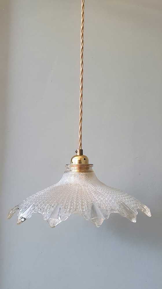 Image 1 of Lámpara colgante Holophane, Art Déco, Antigua. Cristal fundido.