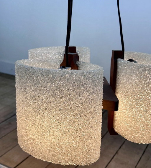 Scandinavian teak and perspex chandelier, vintage 1960s
