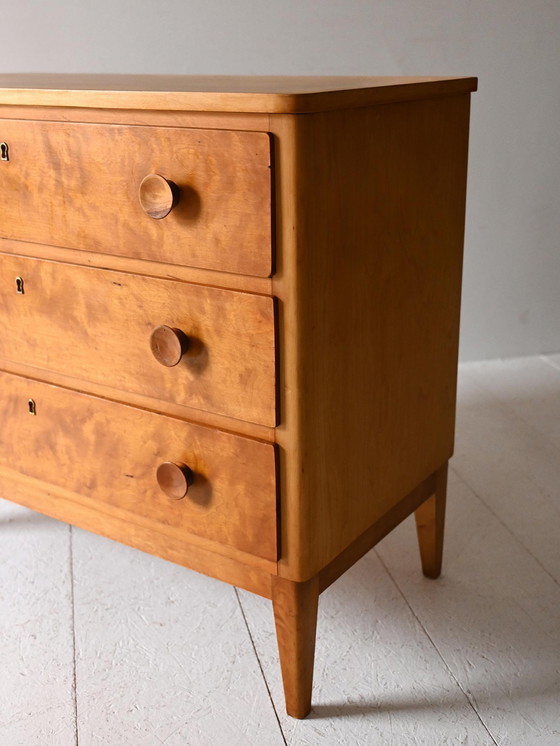 Image 1 of 1950s Scandinavian vintage oak chest of drawers