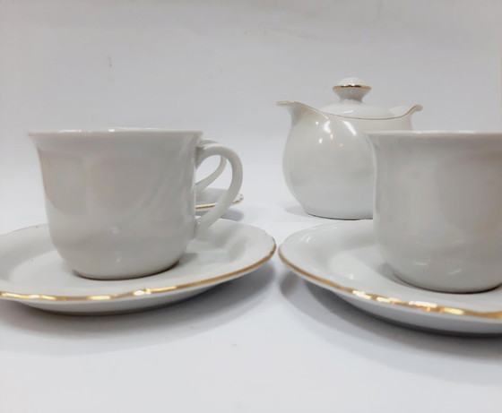 Image 1 of Service à expresso vintage en porcelaine blanche