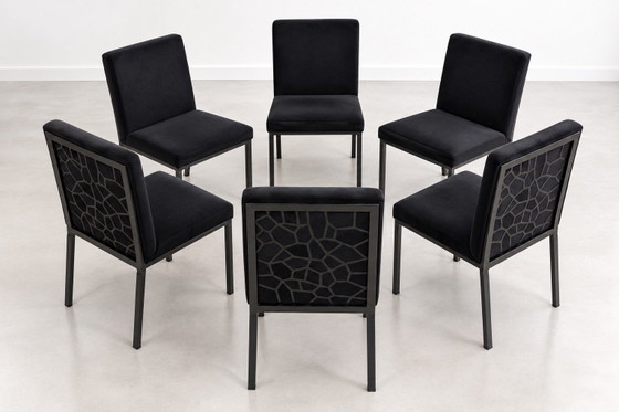 Set of 6 black design dining chairs – Cotton (photo 2 of 5)