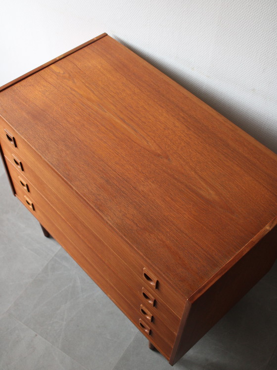 Image 1 of Vintage Danish deep chest of drawers in teak