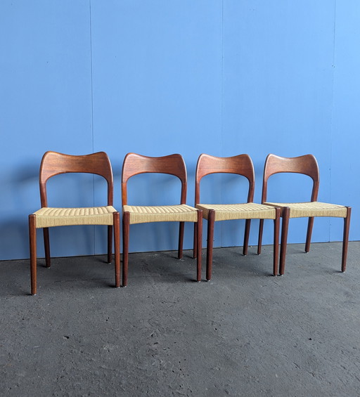 4 sillas de mediados de siglo - Arne Hovmand Olsen para Mogens Kold