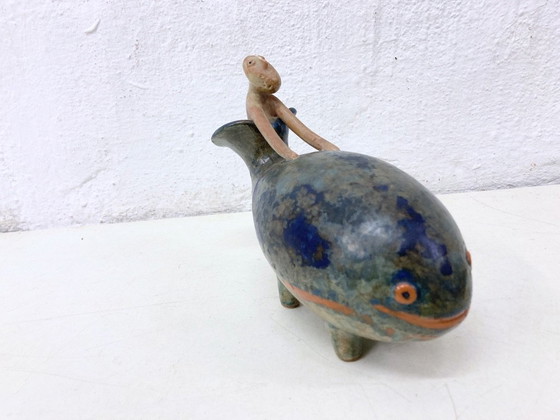 Image 1 of Rare sculpture en céramique de studio Noé et la baleine par Eva Fritz Lindner Années 70