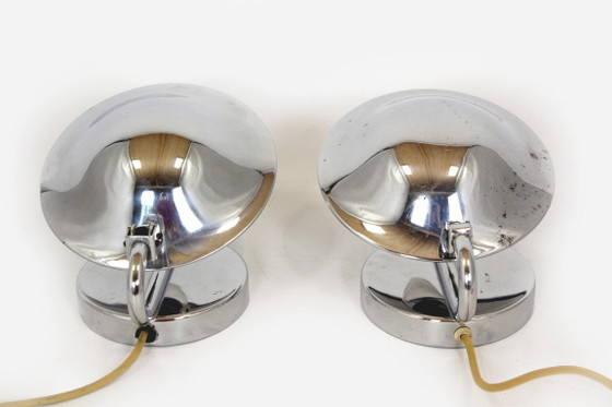 Image 1 of Bauhaus Style Chrome Bedside Table Lamps from Napako, Former Czechoslovakia, 1930s, Set of 2