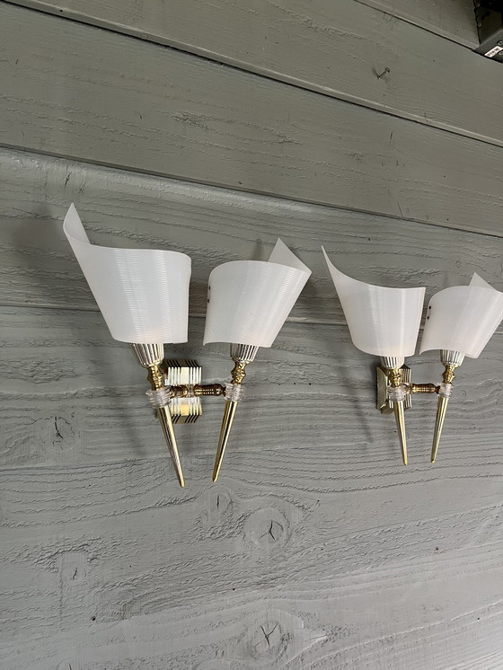 Image 1 of Set of Double Vintage Hollywood Regency Wall Lights