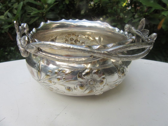 WMF Art Nouveau Antieke Kom met Zwenkhandvat, Verzilverd, Gestempeld WMFM – Schalen, Metal, Silver (photo 4 of 16)
