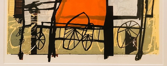 Abstract screen print by Piet Vermeulen, Lithographs & prints, Paper, Wood, Orange (photo 3 of 5)