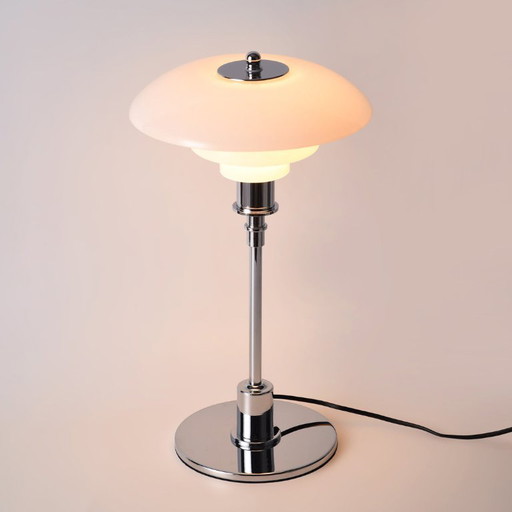 Nuova Lampada da Tavolo Vetro Opale Design Danese 50cm Stile Poulsen