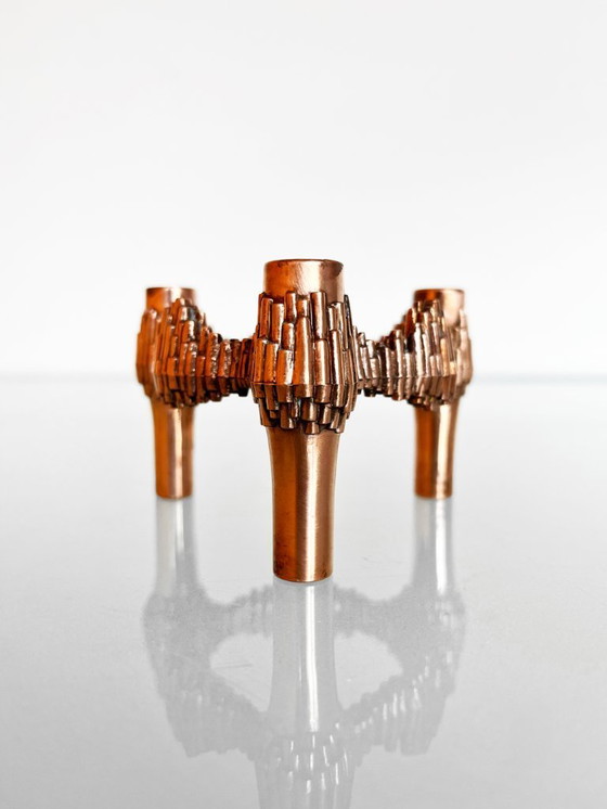 Image 1 of Vintage 70s BMF Quist Nagel kandelaar koperkleurig