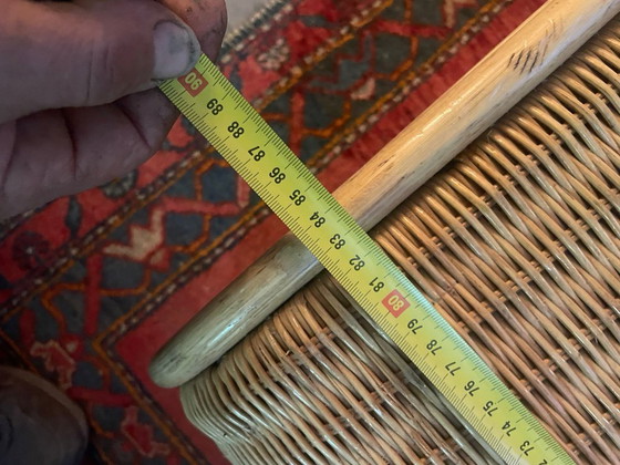 Image 1 of Grande table basse vintage en roseau courbé, style cascade, années 1970