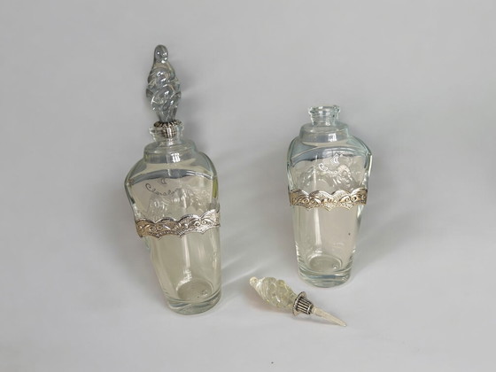 Image 1 of 2er-Set Clereluna-Parfümflaschen - mit versilbertem Zierband und dekorativem Stopfen
