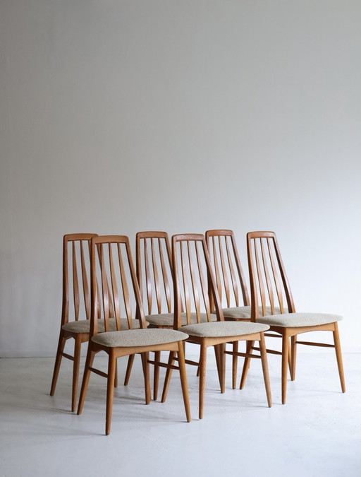 Set aus 6 Vintage Esszimmerstühle Modell ‘Eva’ Niels Koefoed 60er Jahre