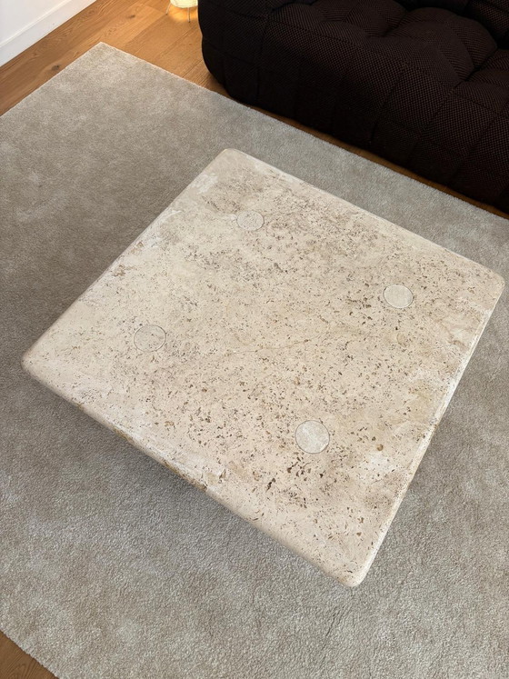 Image 1 of Travertijn salontafel, Angelo Mangiarotti, Italië, jaren 70