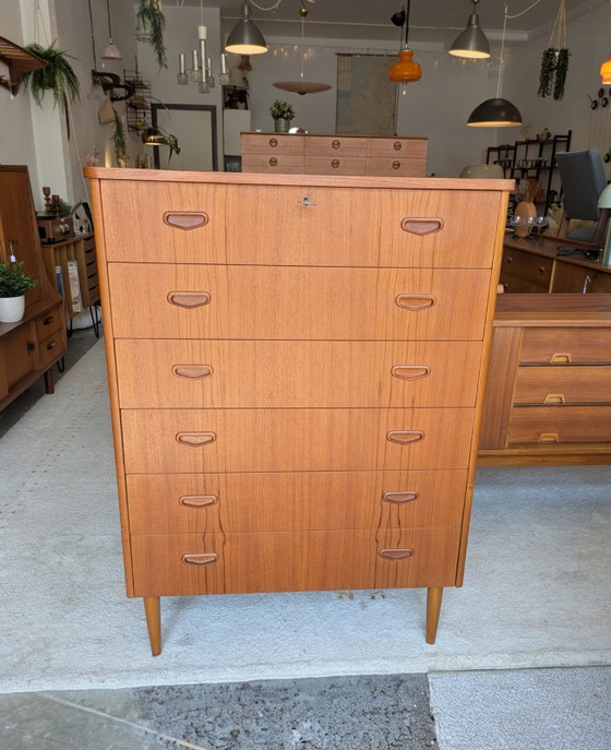 Image 1 of Vintage teak Scandinavian chest of drawers, tallboy
