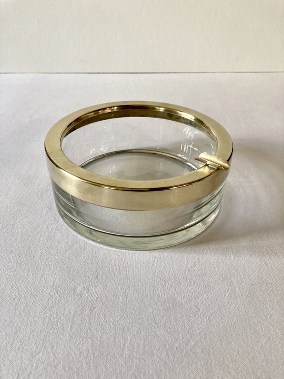 Image 1 of Großer Aschenbecher aus Glas und Messing