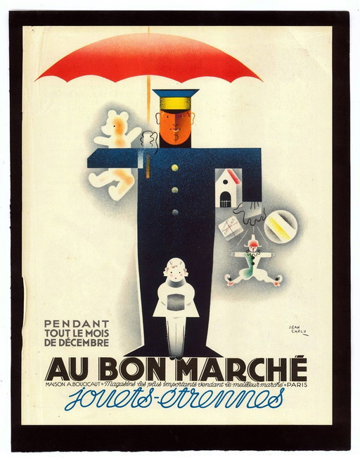 Jean Carlu 'Au Bon Marché' Art-Deco Original Werbung/Lithographie 1932