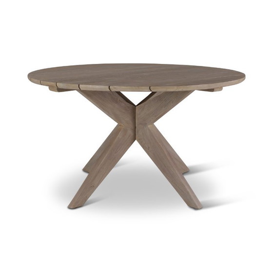 Image 1 of Table ronde en teck gris