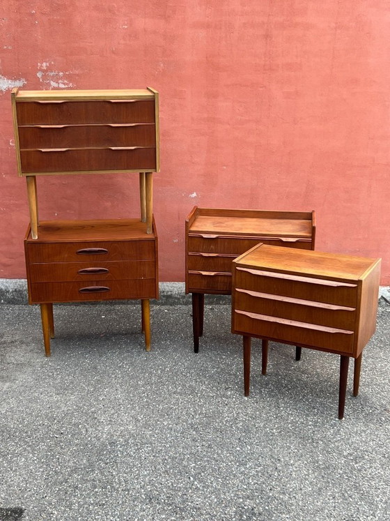 Image 1 of Cassettiera/comodino vintage danese in teak, stile moderno di metà secolo, anni '60.