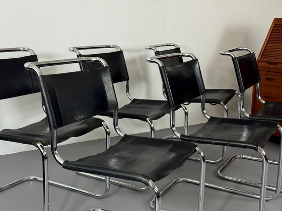 Thonet S33 Cantilever Chair by Mart Stam, Vintage black Leather / Chrome, Dining chairs, Mid Century Modern (photo 3 of 15)