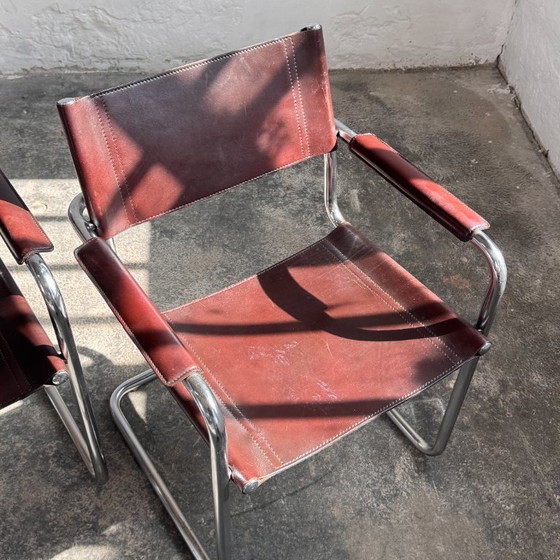 Image 1 of Set of 4 MG5 Leather Chairs by Matteo Grassi, 1970