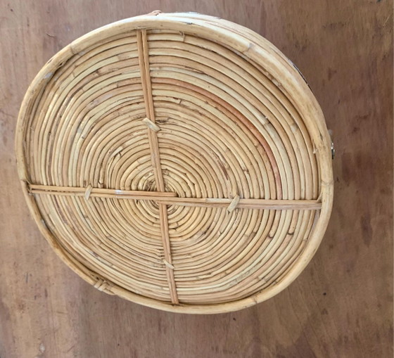 Mid-Century Rattan and Brass Centerpiece Tray – Gabriella Crespi Style – 1970 – Decorative Objects (photo 3 of 7)