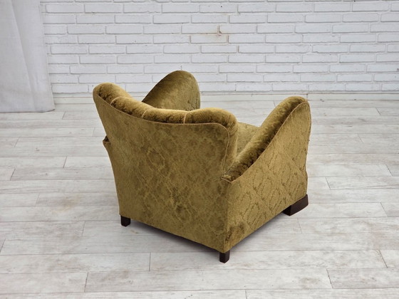 1950s, Danish Relax Chair, Furniture Velour, Oak Wood – Armchairs, Textile (photo 9 of 17)