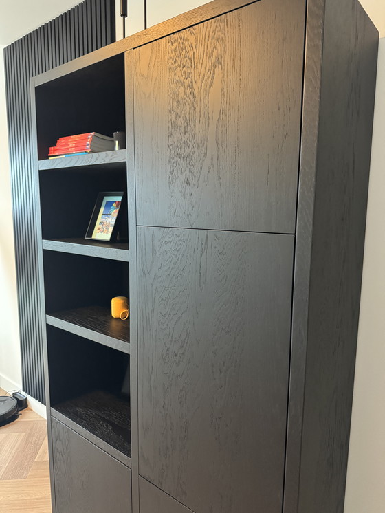 Image 1 of Goossens Storage Cabinet Barcelona Oak Black Lacquered