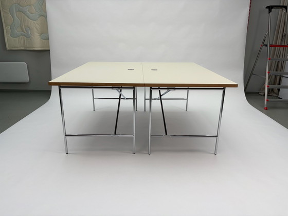 2X Faust Linoleum Scrivanie - NUOVO, Legno, Cromo, Crema (foto 2 di 6)