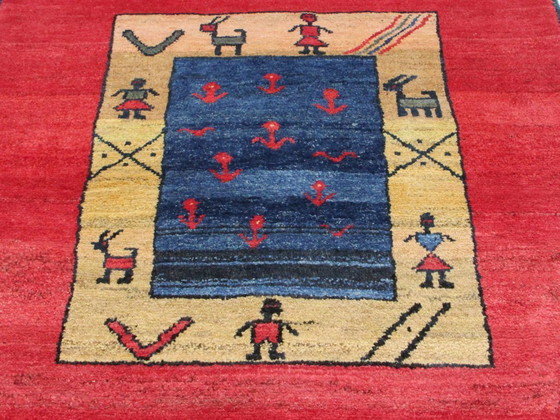 Image 1 of Tappeto orientale persiano Gabbeh Ghashghai originale, 154 cm x 115 cm, naturale antico