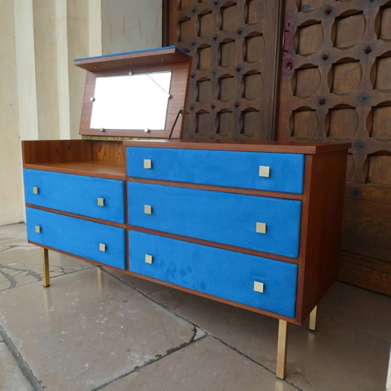 Commode/coiffeuse en teck et daim, 1950 – Vintage (photo 8 of 12)