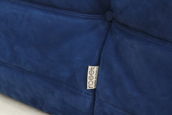 Image 1 of Togo Ligne Roset Ecksessel aus blauem Leder von Michel Ducaroy für Ligne Roset