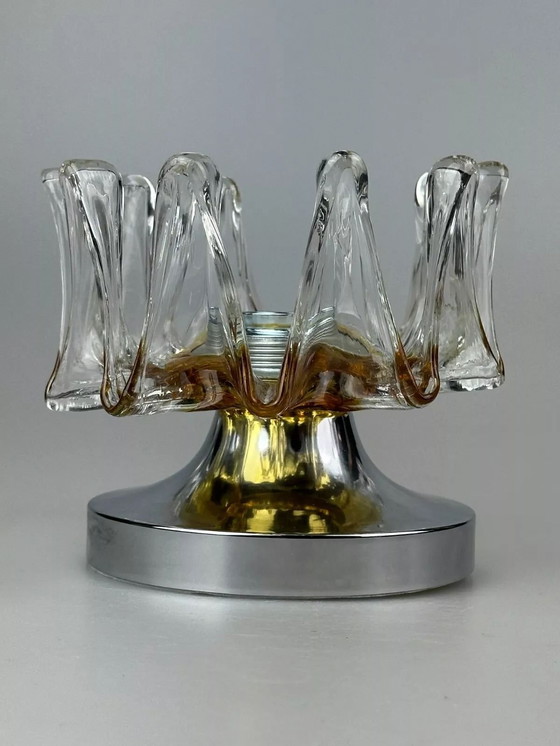 Image 1 of Lámpara de pared de los años 60 y 70, aplique de pared de metal y cristal de Murano, diseño de la era espacial