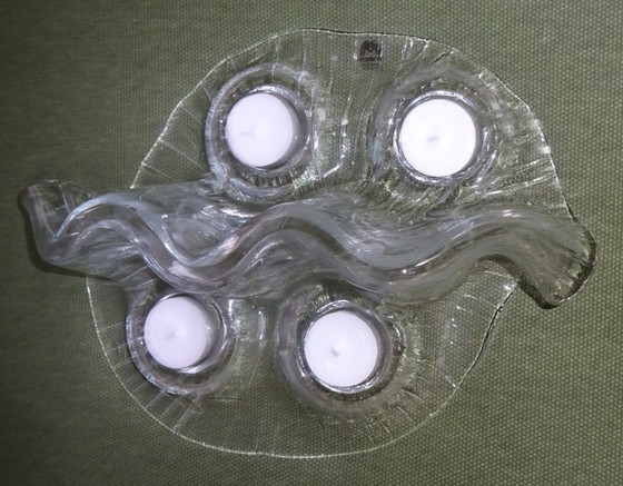 Vintage Muurla Finland Niagara waterfall tealight holder, Glass art, Glass, White (photo 2 of 5)