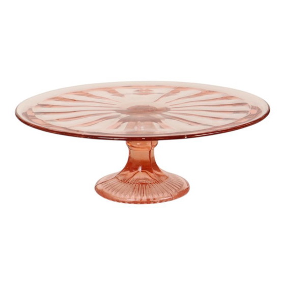 Roze Art Deco Taartschotel Gebak Schaal Depression Glass – Tafelaccessoires (photo 9 of 13)