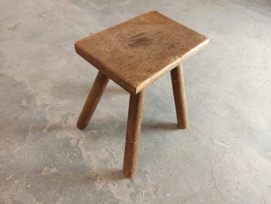 Image 1 of Vintage houten lage kruk