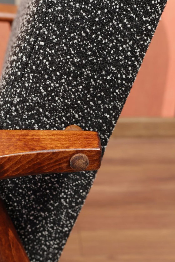 Image 1 of Poltrona scandinava vintage in bouclé nero, design di metà secolo, 1960